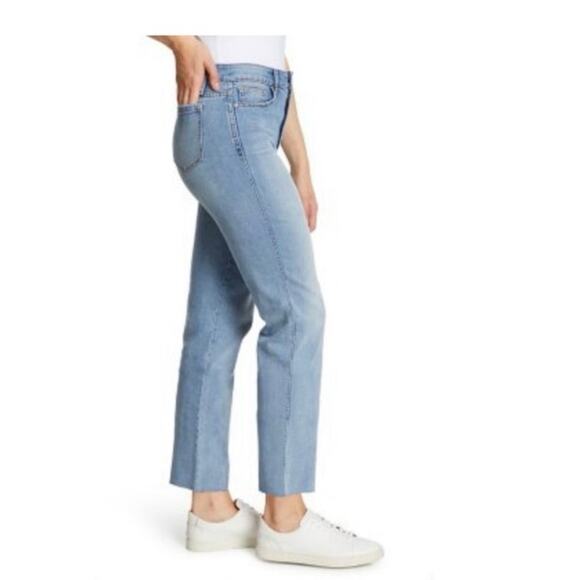 Social Standard High Rise Crop Straight Leg Jeans Plus Sz 16 Raw Hem Light Wash - Picture 2 of 13